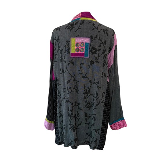 Faith by Celia Forrester Patchwork Kimono Jacket Abstract Print Women's - Picture 5 of 13